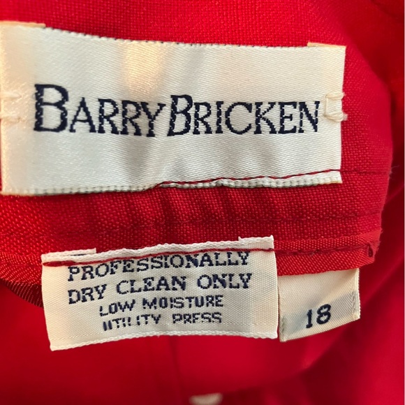 VTG Barry Bricken Red Linen Blend Skirt Sz. 18 Aline Button Front Lined Midi - Picture 3 of 4